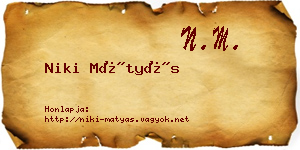 Niki Mátyás névjegykártya